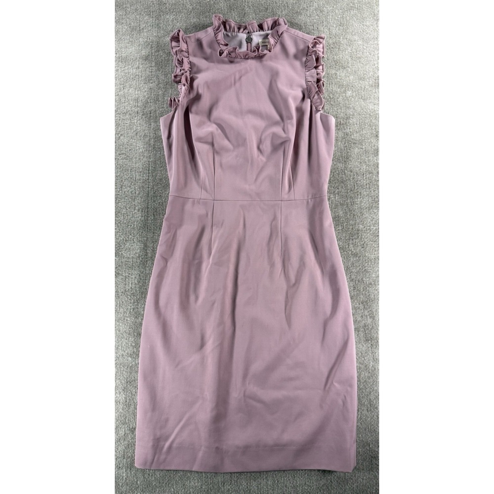 Rebecca Taylor Spring Ruffle Wool Sheath Dress Dusty rose size 6